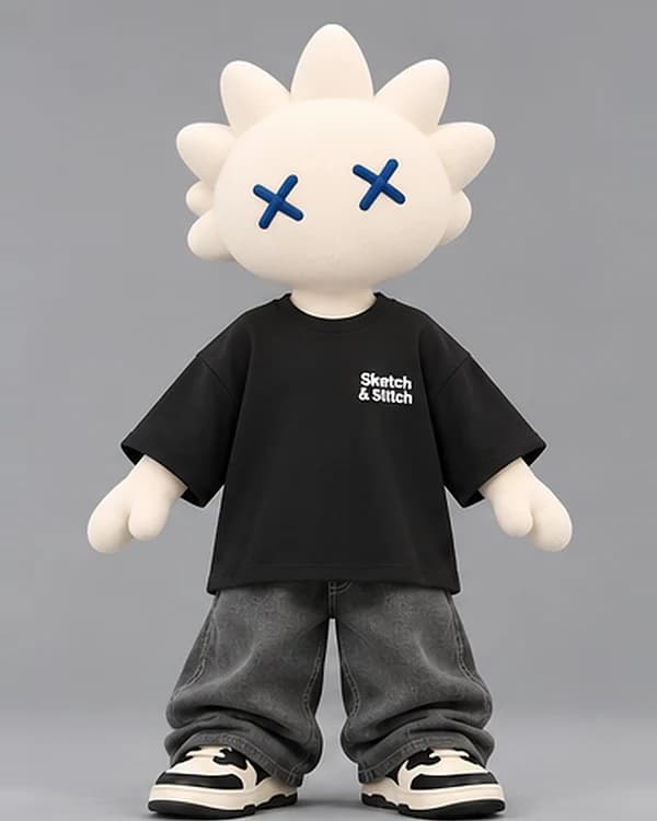 The Sketch & Stitch character wearing the Men's Boxy T-Shirt