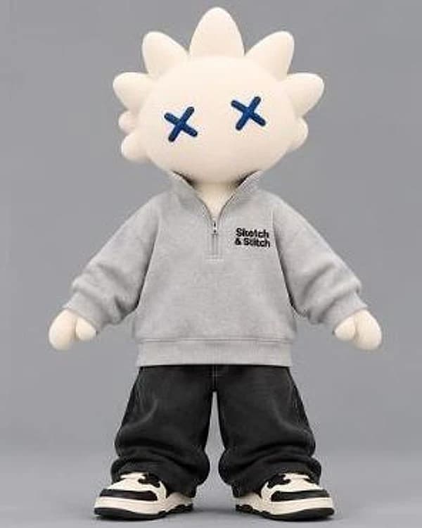 The Sketch & Stitch character wearing the Unisex Quarter-Zip Sweatshirt