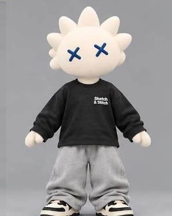 The Sketch & Stitch character wearing the Women's Long Sleeve T-Shirt
