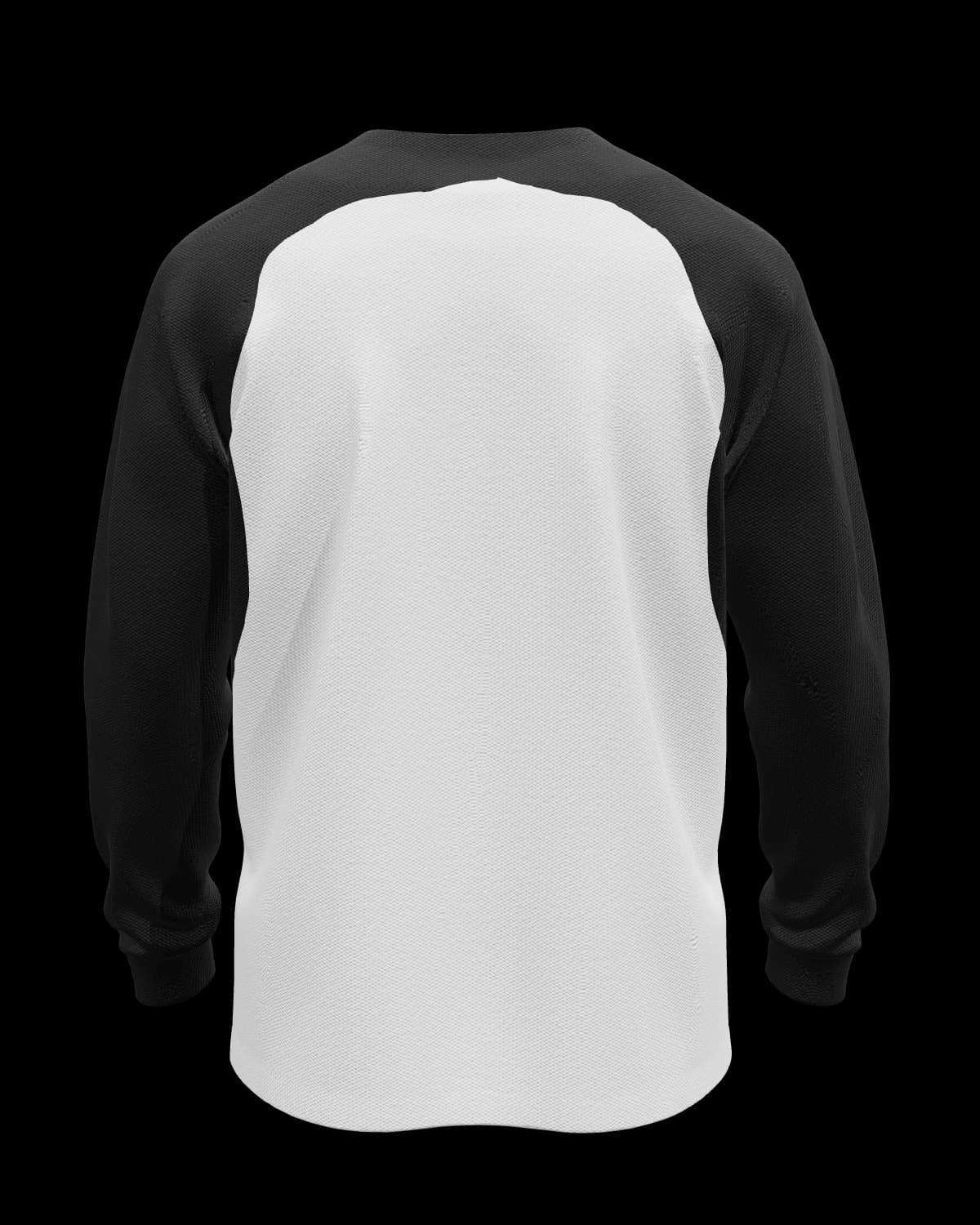Men's Raglan Two-Tone Long Sleeve T-Shirt in White, back view