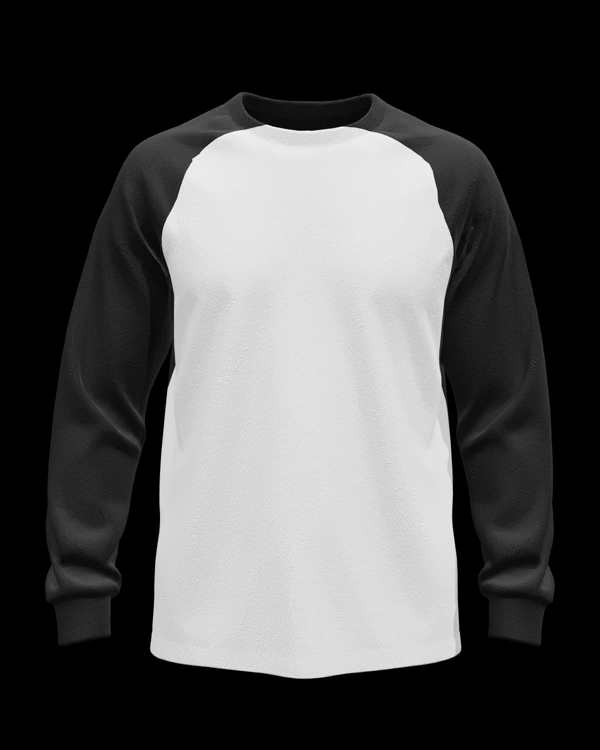 Men's Raglan Two-Tone Long Sleeve T-Shirt in White, front view