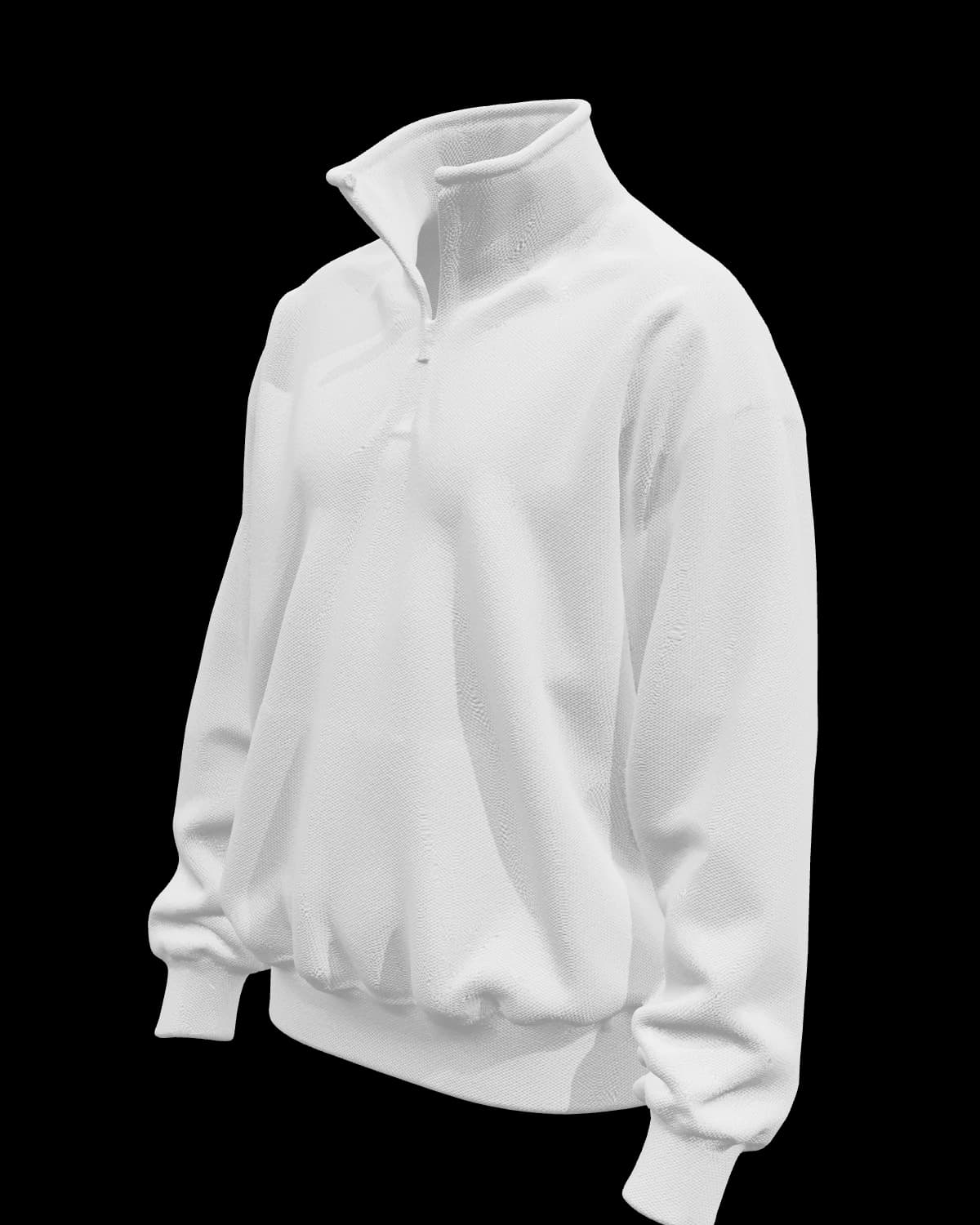 Unisex Quarter-Zip Sweatshirt in White, three-quarter view