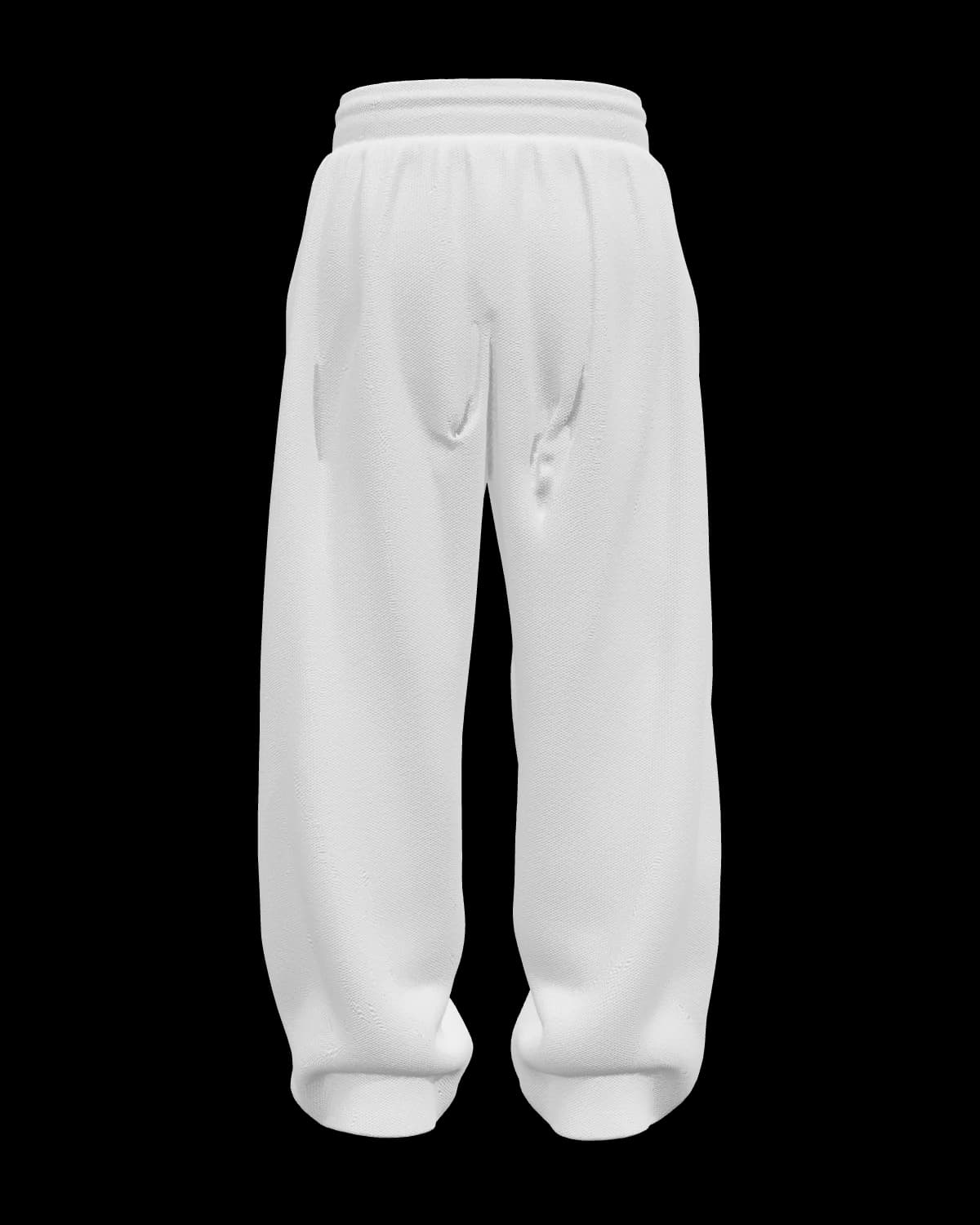 Unisex Wide-Leg Sweatpants in White, back view