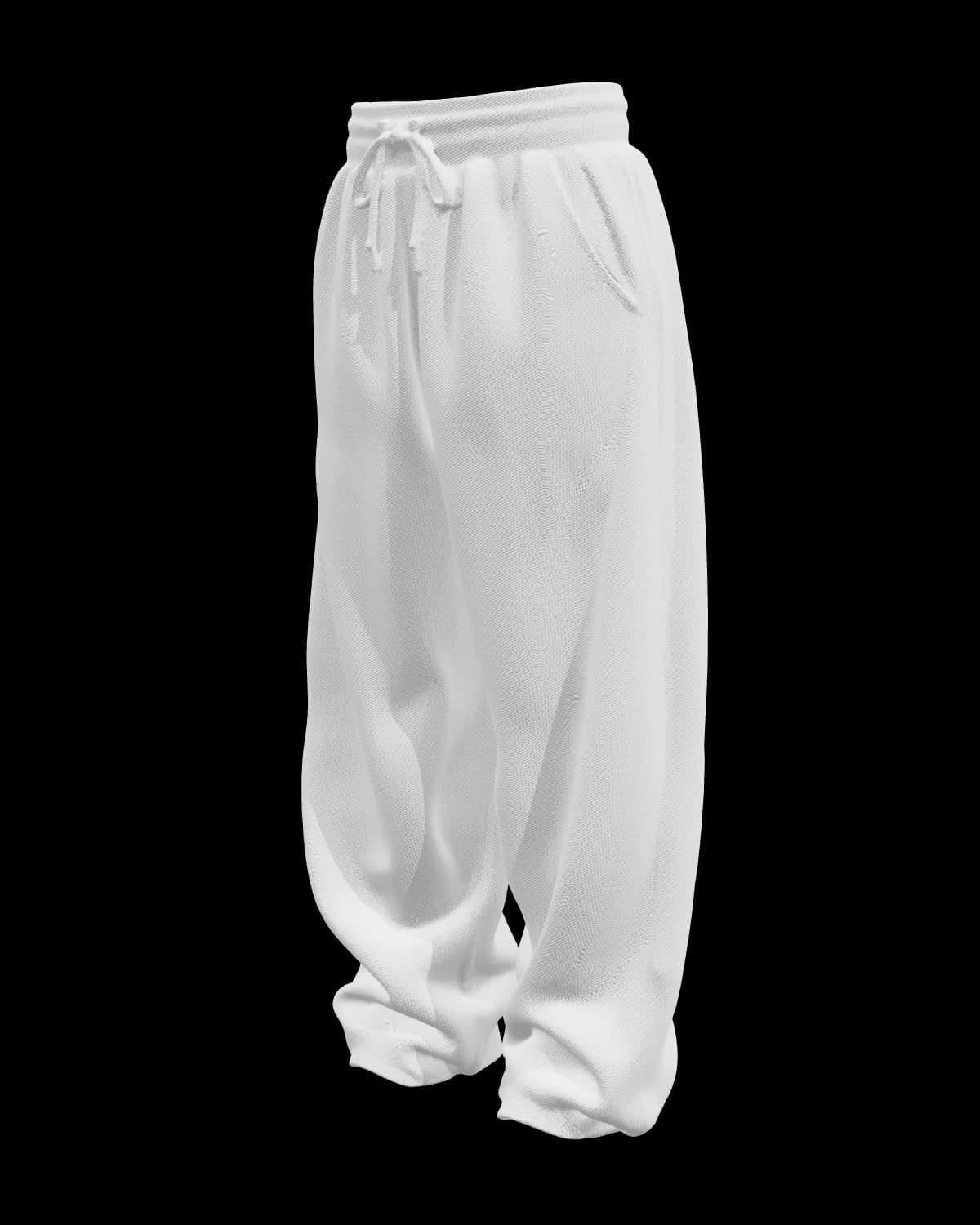 Unisex Wide-Leg Sweatpants in White, three-quarter view