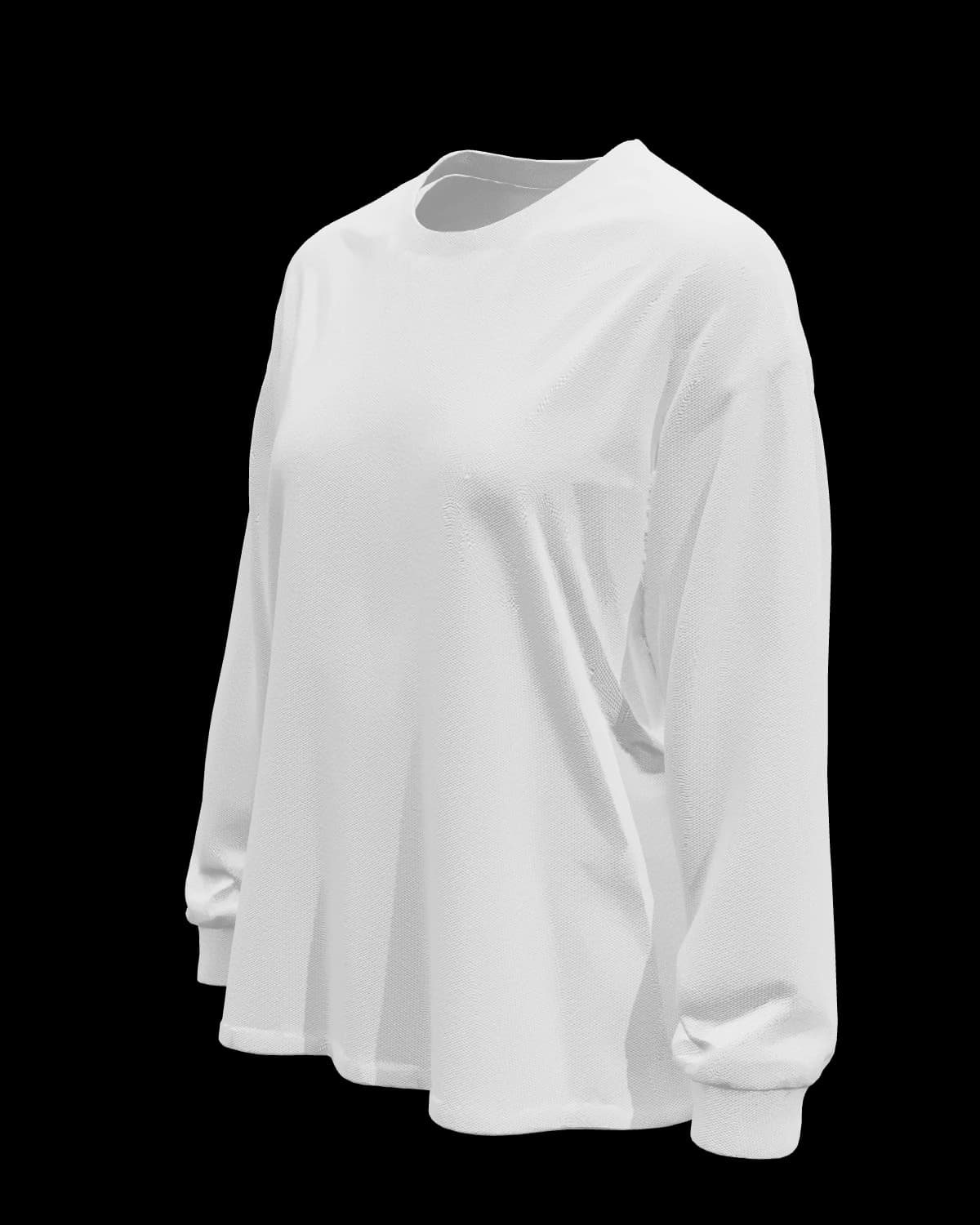 Women's Long Sleeve T-Shirt in White, three-quarter view