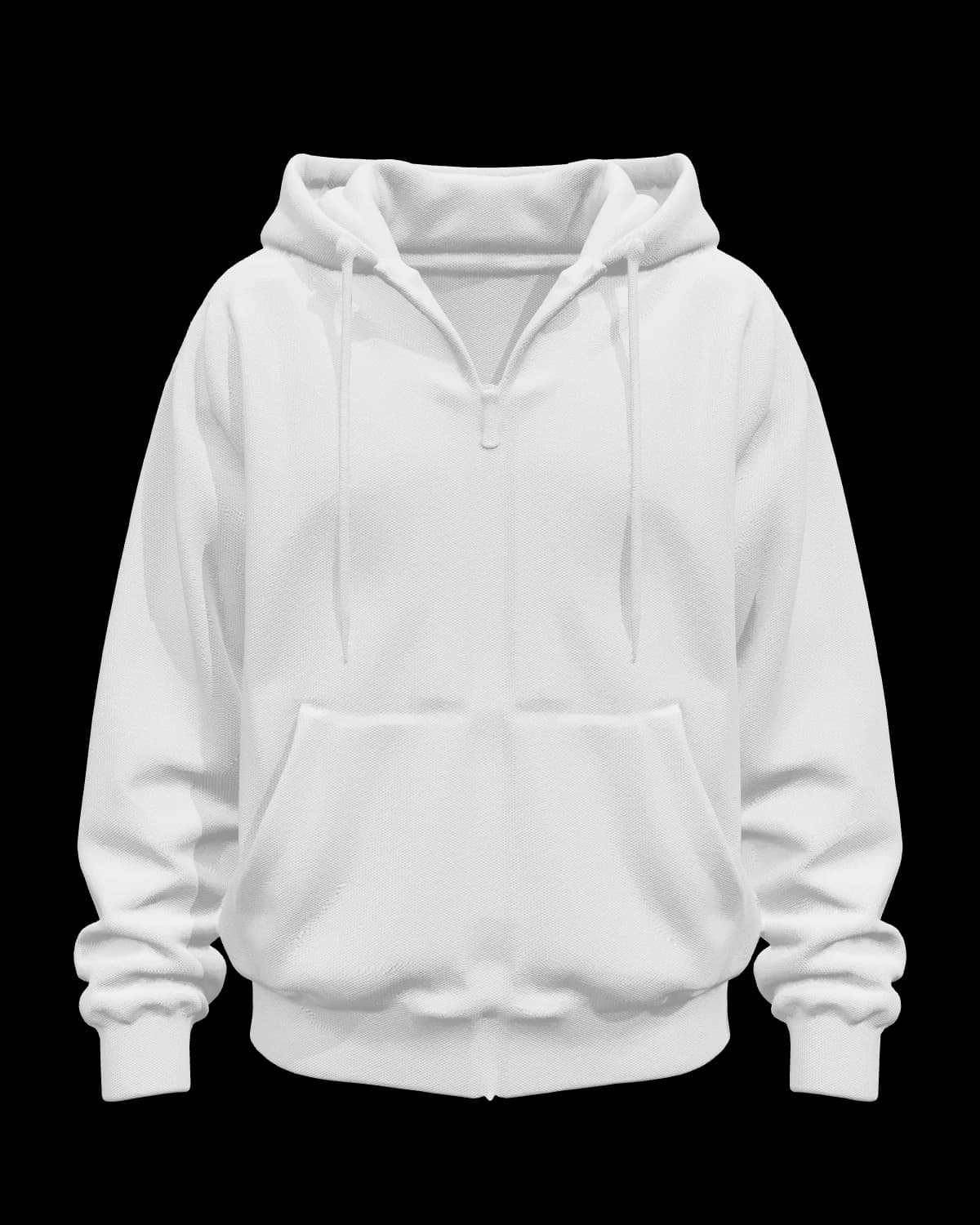 Unisex Zip-Up Hoodie in White, front view