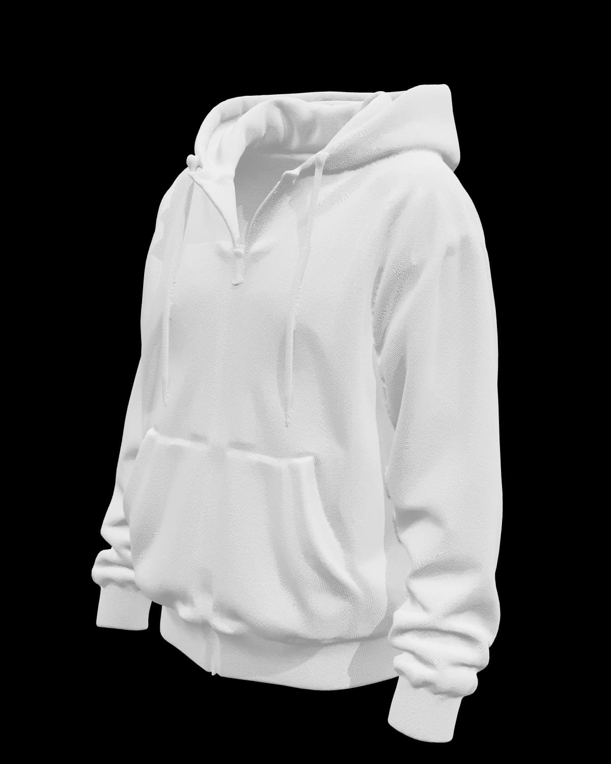 Unisex Zip-Up Hoodie in White, three-quarter view